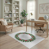 Multi-color and Patterns Festive Holly Wreath Area Rug