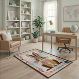 Adorable Bunny with Floral Border Area Rug