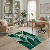 Abstract Area Green Abstract Green Leaves Area Rug