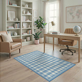 Geometric Modern Blue Gingham Checkered Area Rug