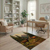 Majestic Elk Pair in Pine Forest Rug