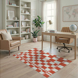 Red Bold Red Checkered Geometric Area Rug