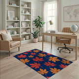Vibrant Maple Leaf Fall Pattern Navy Area Rug
