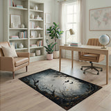 Haunted Halloween Forest Bats Pumpkins Rug