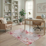 Floral Vintage Pink Vintage Blush Peony Floral Area Rug