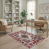 Ornate Red Blue Persian Medallion Area Rug