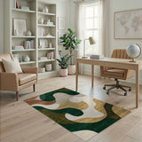 Modern Abstract Green Swirl Area Rug