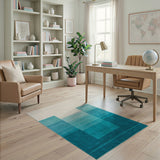 Teal Gradient Geometric Area Rug