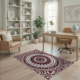 Intricate Red Mandala Floral Area Rug