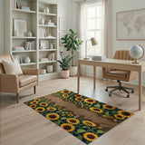 Sunflower Lined Dirt Path Area Rug