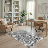 Abstract Black White Fingerprint Swirl Area Rug
