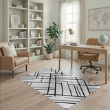 Bold Black Line Geometric Area Rug
