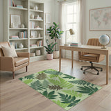 Floral Vintage Green Lush Green Fern Leaf Area Rug