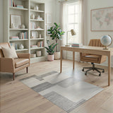 Modern Grey Geometric Stripe Area Rug