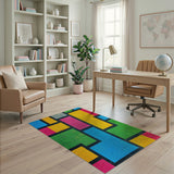 Geometric Modern Multi-color and Patterns Vibrant Geometric Multi-Color Area Rug