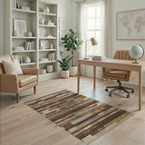 Textured Beige Neutral Stripe Woven Area Rug