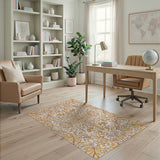 Golden Ornate Floral Persian Rug