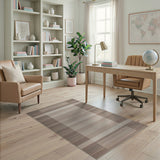Beige Striped Geometric Area Rug
