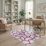 Vibrant Pink Hexagon Geometric Area Rug