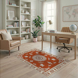Orange Terracotta Persian Medallion Area Rug