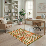 Multi-color and Patterns Layered Arch Geometric Area Rug