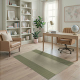 Olive Green and Beige Striped Woven Area Rug