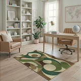 Abstract Green Curved Shapes Area Rug