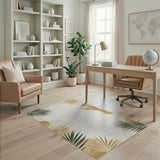 Abstract Palm Frond Area Rug in Beige Neutrals