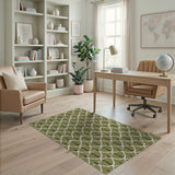 Green Geometric Modern Emerald Green Geometric Lattice Area Rug