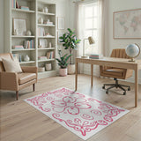 Pink Elegant Pink Floral Swirl Area Rug