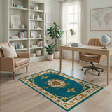 Elegant Teal Persian Medallion Rug