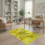 Zesty Lemon Slices Yellow Fruit Pattern Rug