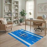 Airplane on Blue Runway Area Rug