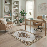 Ornate Starburst Floral Frame Area Rug