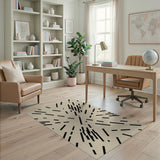 Modern Black Lines Abstract Beige Area Rug