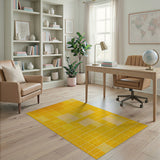 Vibrant Yellow Mosaic Grid Area Rug