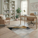 ODIKA Modern Abstract Wavy Area Rug - Washable Low Pile Non-Slip Living Room Rug