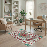 Multi-color and Patterns Vibrant Red Teal Persian Medallion Area Rug