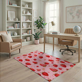 Cute Strawberry Pink Fruit Pattern Area Rug