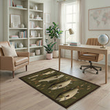 Swimming Trout Green Woven Area Rug