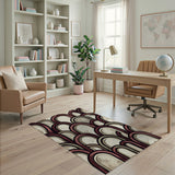 Distressed Vintage Arched Waves Area Rug