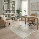Elegant Beige Floral Leaf Area Rug