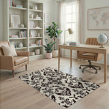 Elegant Floral Vintage Elegant Black Damask Floral Area Rug