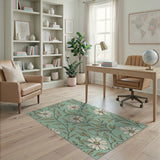 Blue and Teal White Daisy Meadow Teal Area Rug