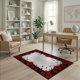 Spooky Halloween Jack-o'-Lantern Bat Border Rug