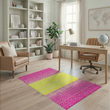 Neon Pink Yellow Geometric Lattice Rug