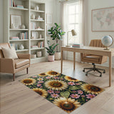 Glowing Sunflowers Pink Cosmos Area Rug