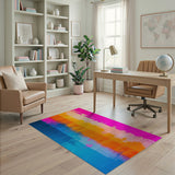 Vibrant Multi-Color Vertical Stripe Abstract Rug