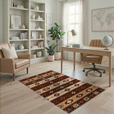 Southwestern Brown and Tan Southwestern Geometric Brown Tan Area Rug