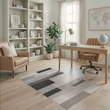 Geometric Modern Black White Geometric Block Area Rug